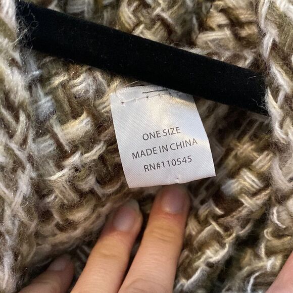 NWOT, Brown & Tan Knit Poncho, Fastens at Chest w/Hood, Never Been Worn - Picture 8 of 8